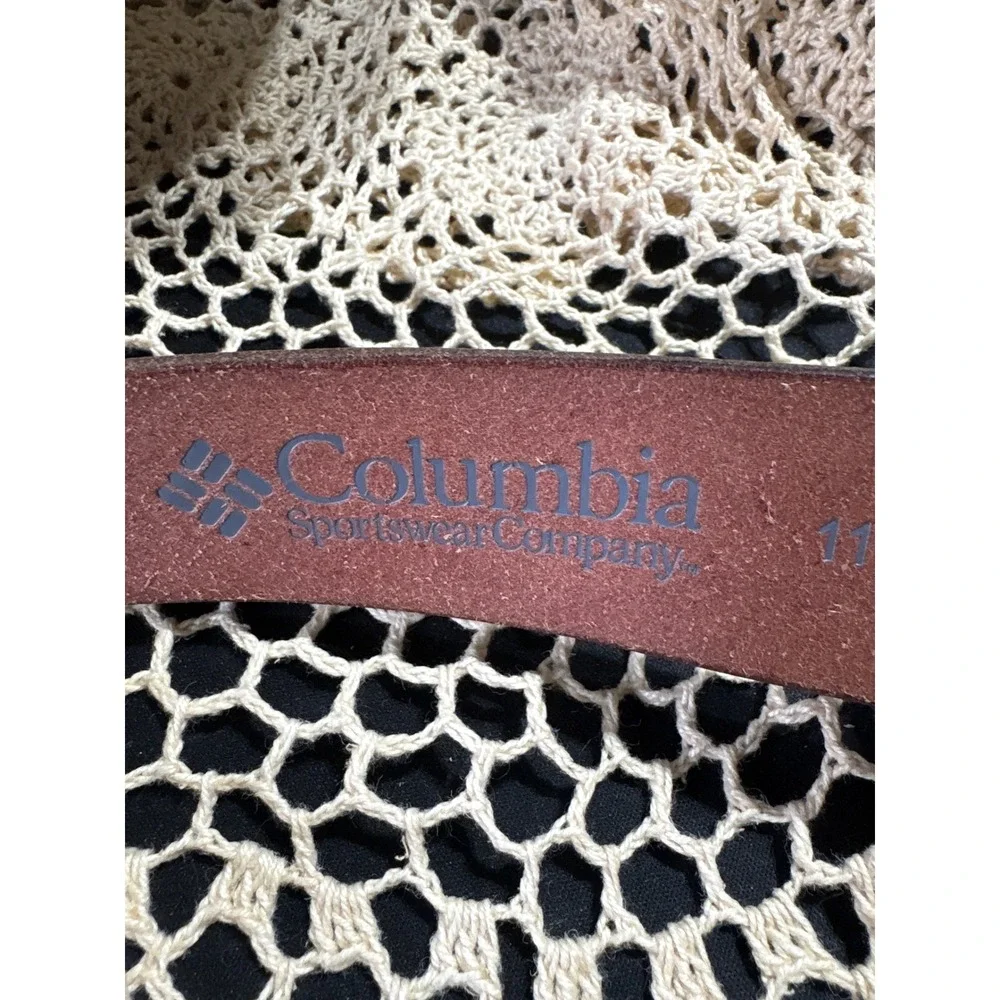 Columbia Mens Genuine Leather Whipstitch Belt Brown Tan Size 42 Rugged Outdoor